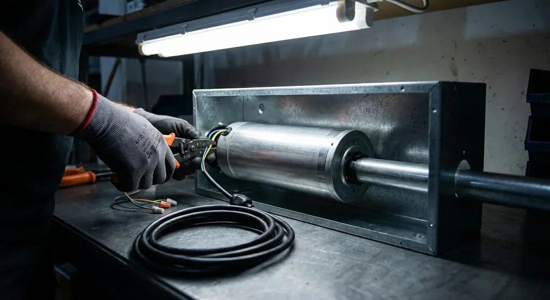 Motor tubular para persiana enrollable con conexiones el&eacute;ctricas